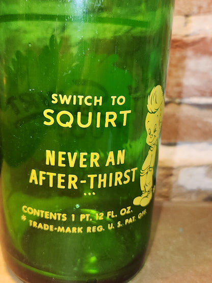 Vintage Soda Bottle Duraglas Squirt Large Green Glass Never An After-Thirst 1 Pint 12 Ounces