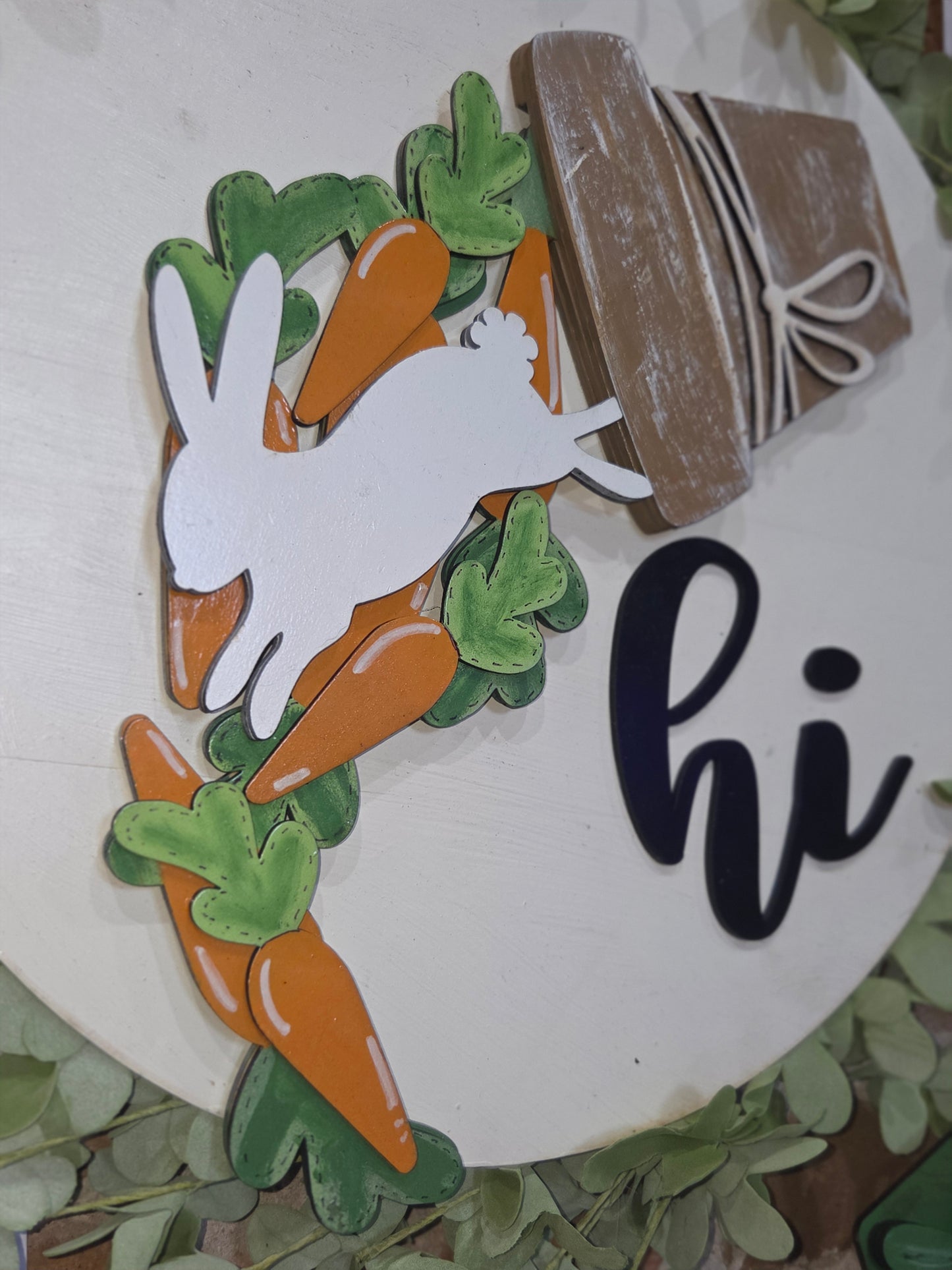 Bunny and Carrots Spring Easter Insert for Interchangeable Pot Spilling Door Sign *Sign Sold Seperately*