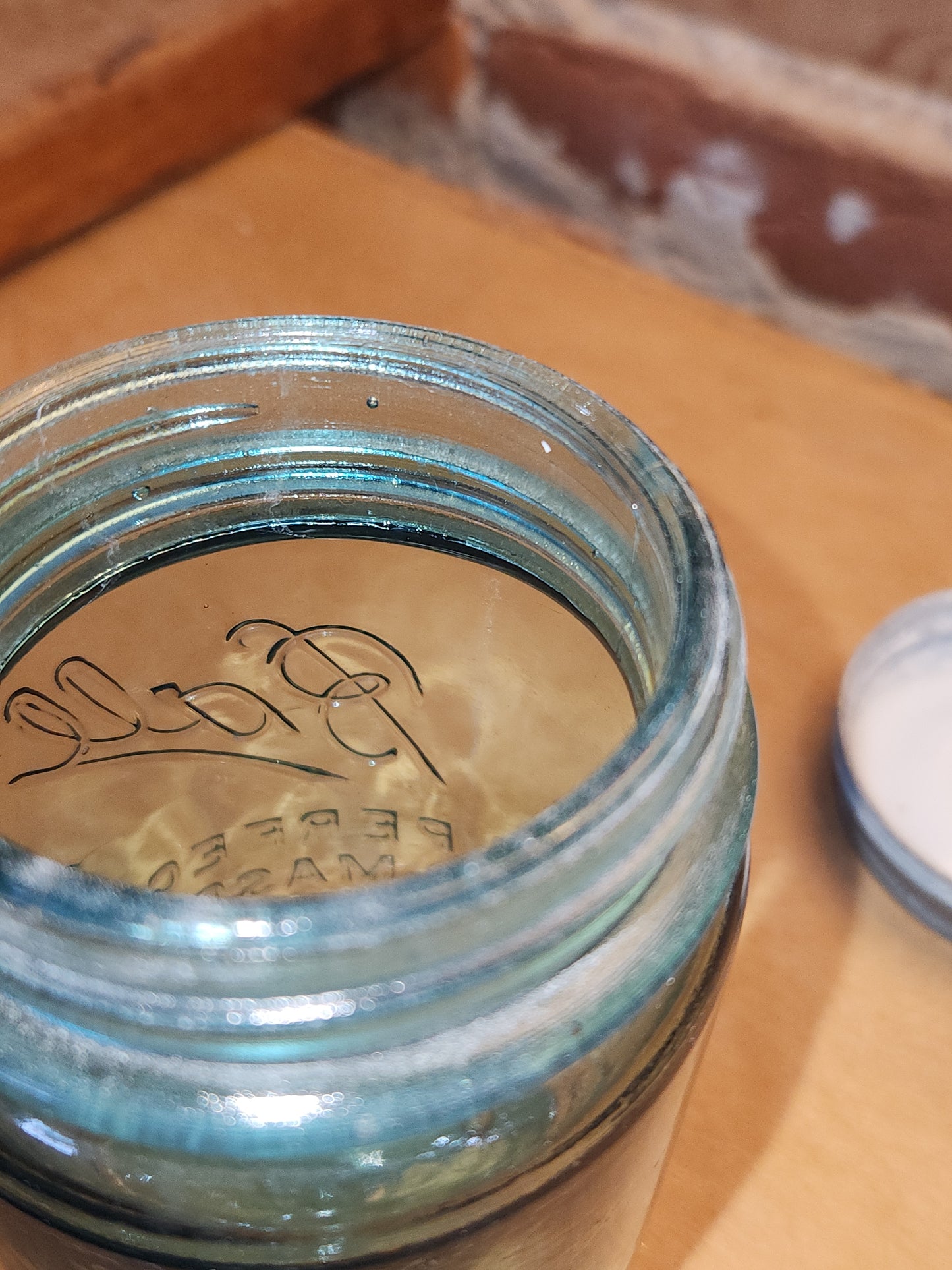Vintage Ball Perfect Mason Glass Pint Jar #1 Aqua Blue Zinc Ball Lid bl1