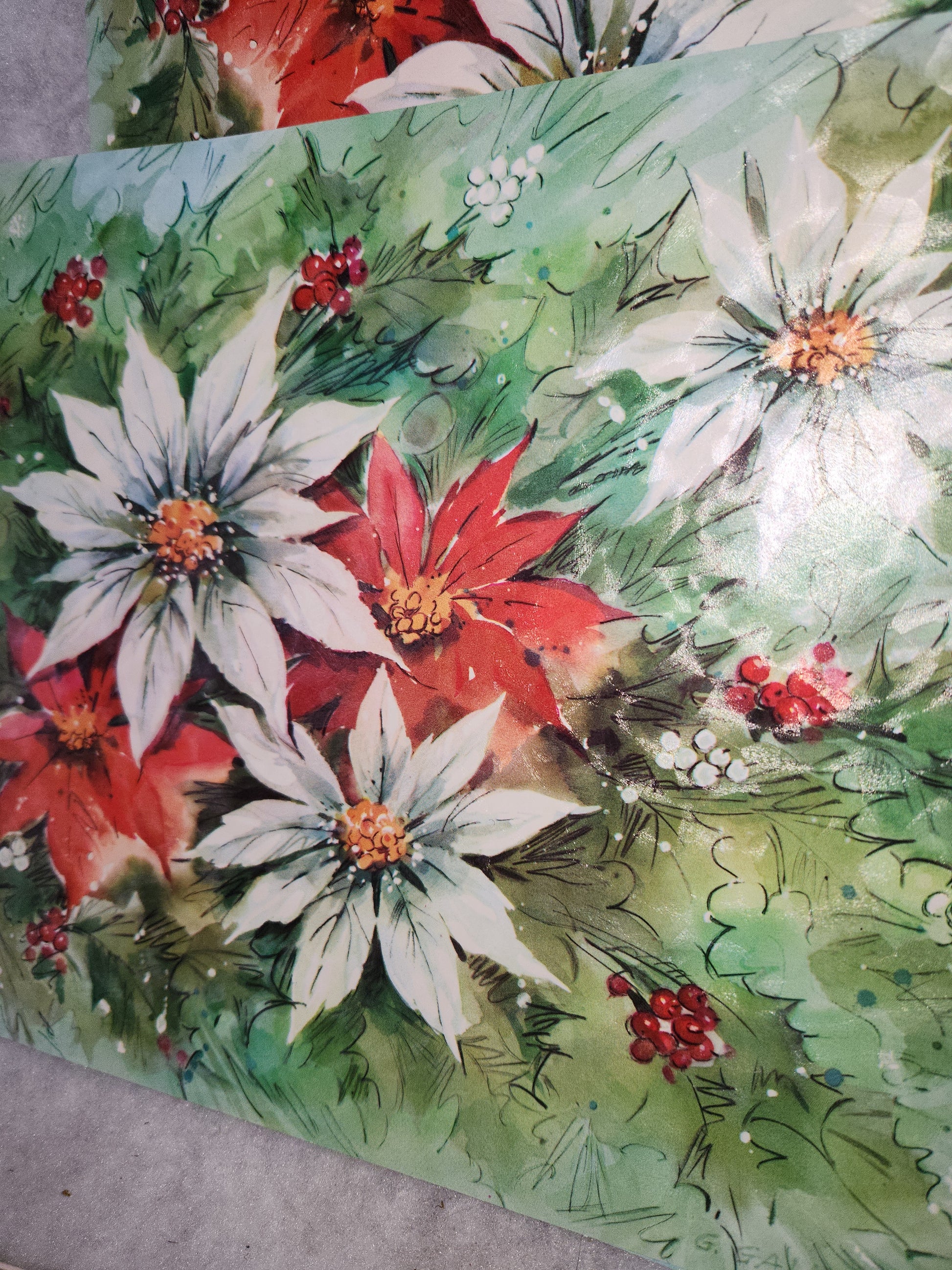 Vintage Christmas Place Mats Lot Of 6 Wipe Off and Re-Use 3 G. Galian Designs