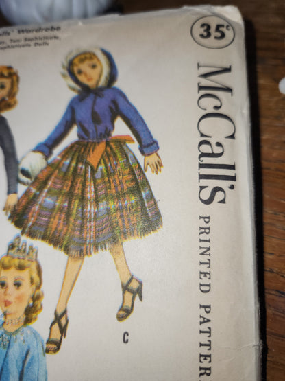Vintage McCalls Sewing Pattern #2255 For 10-1/2” High Heel Figure Dolls 1958 AS IS