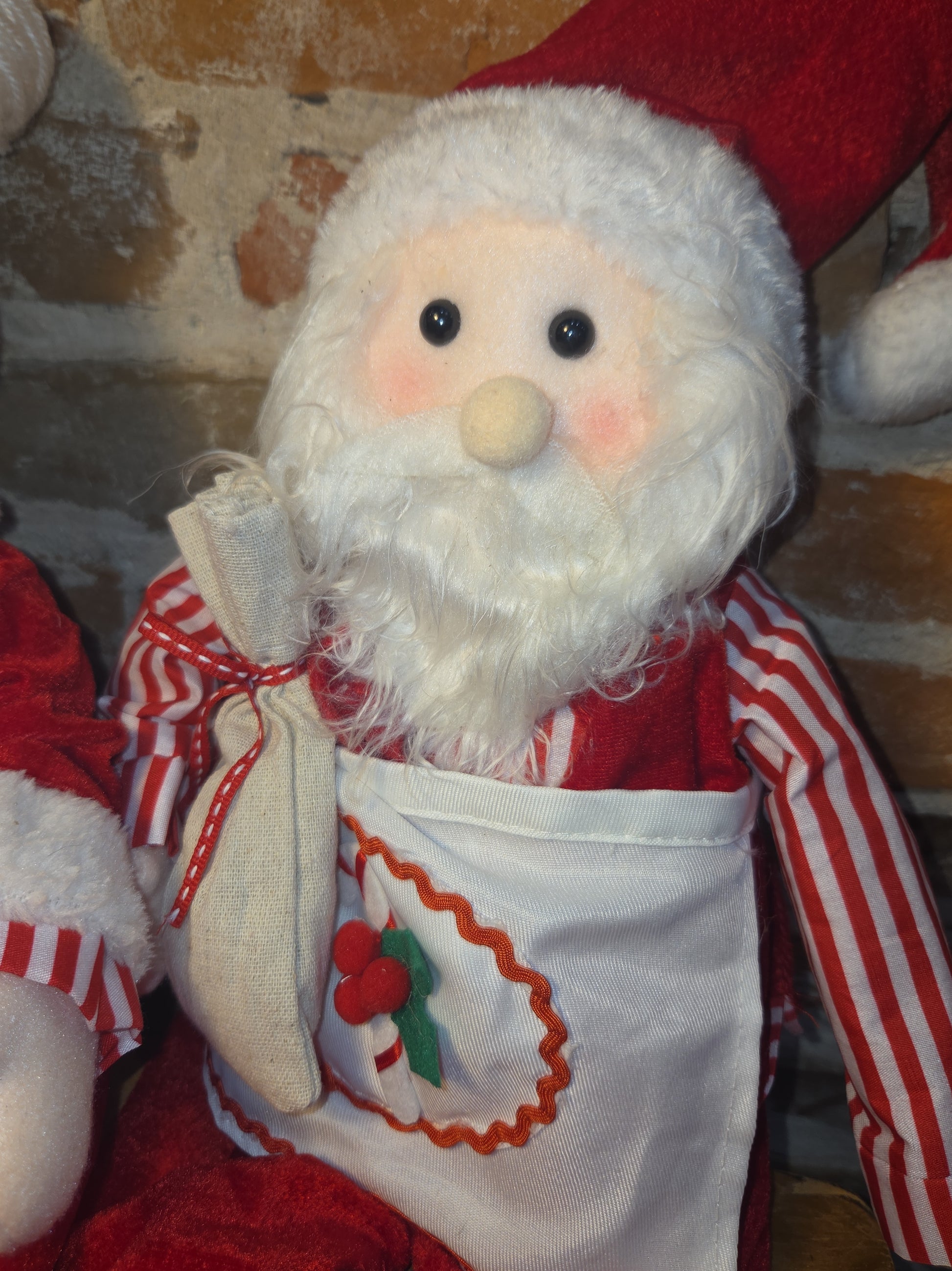 Santa and Mrs. Claus Plush Weighted Bottom Weighted Baking Rolling Pin Flour Hannah's Handiworks hh3