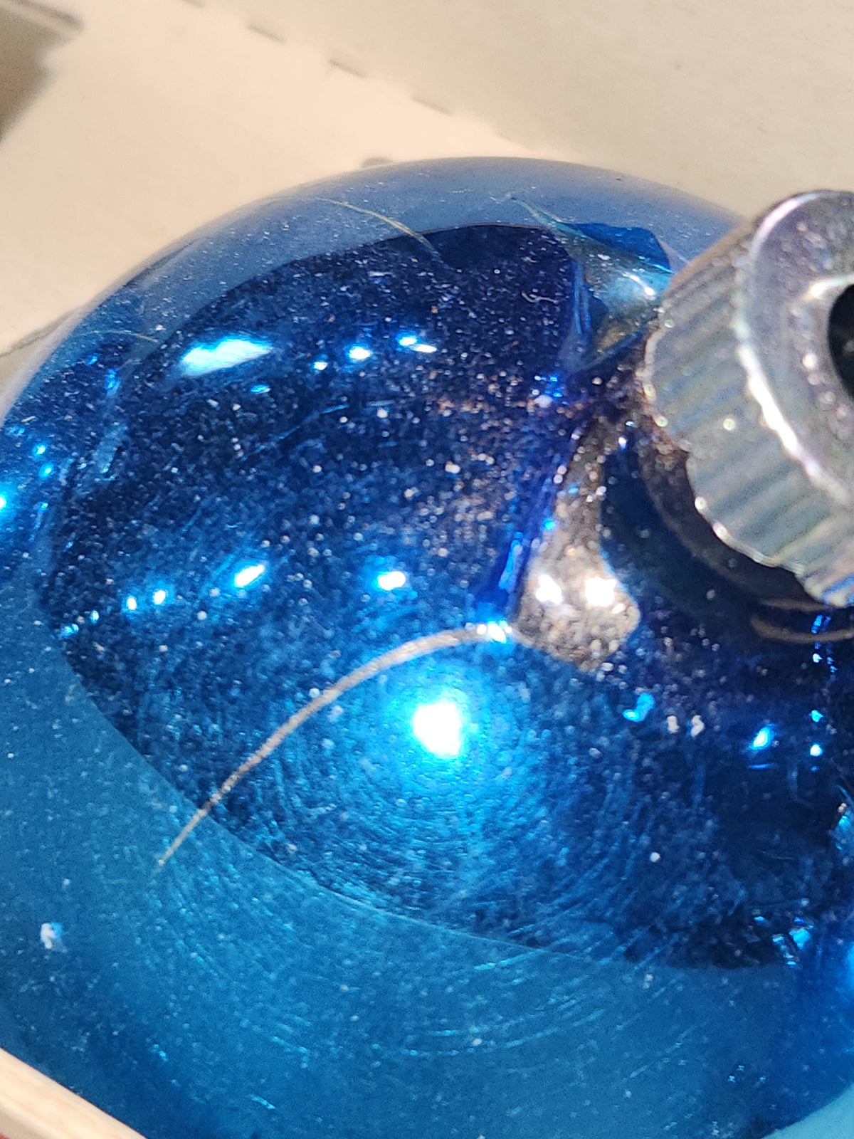 Vintage Shiny Brite Glass Christmas Ornaments Five 3" Blue Shades in Fanci-Pak Box As Is sb11