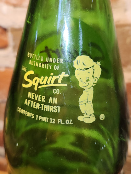 Vintage Soda Bottle Squirt Swirl Green Glass Large 1 Pint 12 oz
