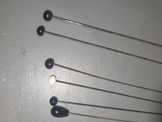 Vintage Hat Pins Black and White Set of 6 vhp1