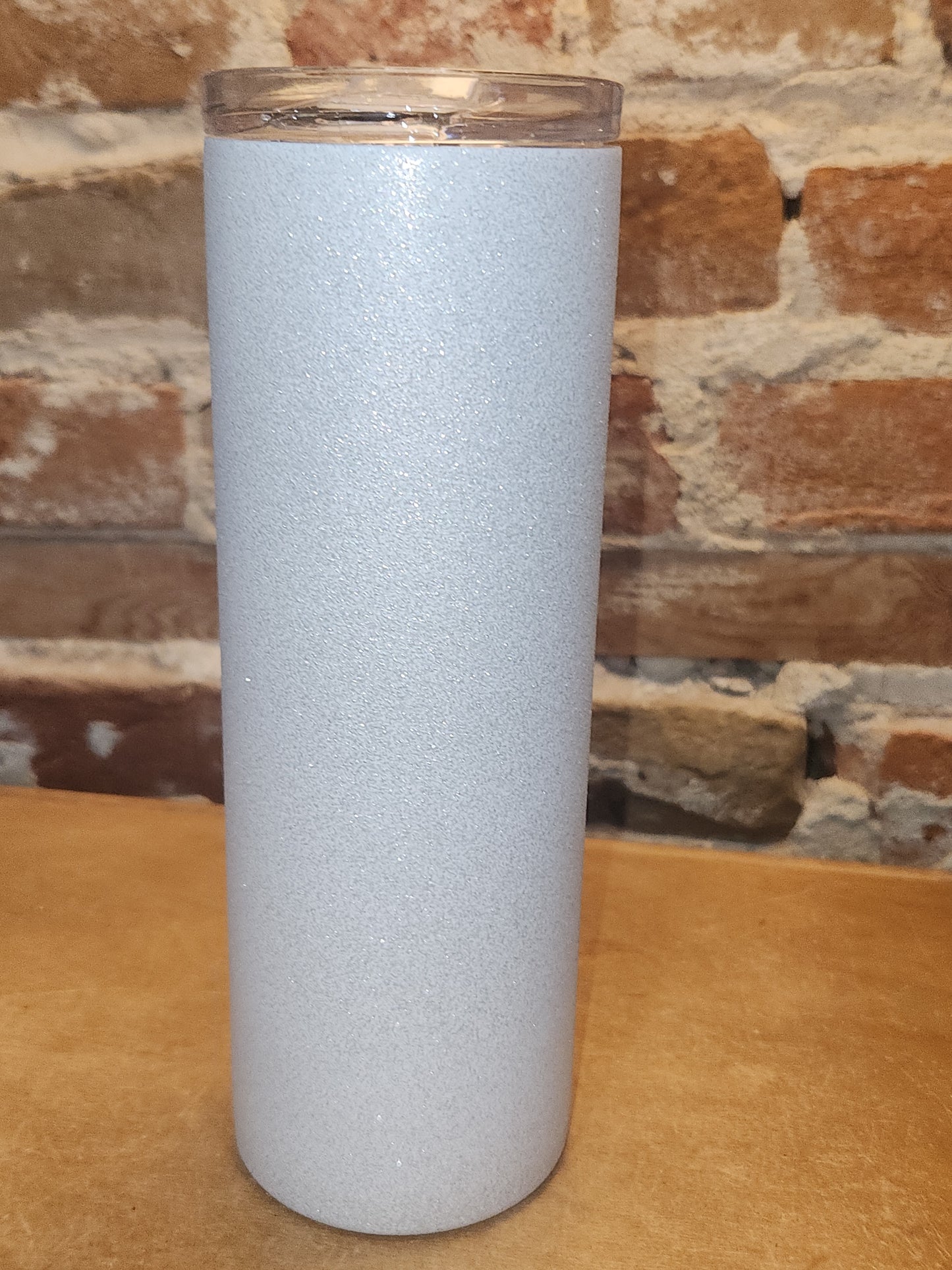 Custom Order 20 oz Skinny Tumbler White Metalic Glitter