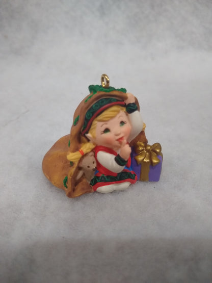 Vintage 2001 Hallmark Keepsake Ornament Curius the Elf Handcrafted h90