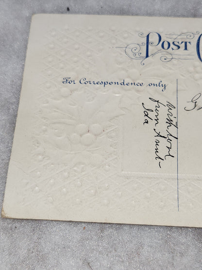 Antique Vintage Embossed Postcard A Merry Christmas postmarked 1911