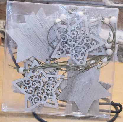 Wooden Star Ornament Set Of 12 CLEARANCE wo78