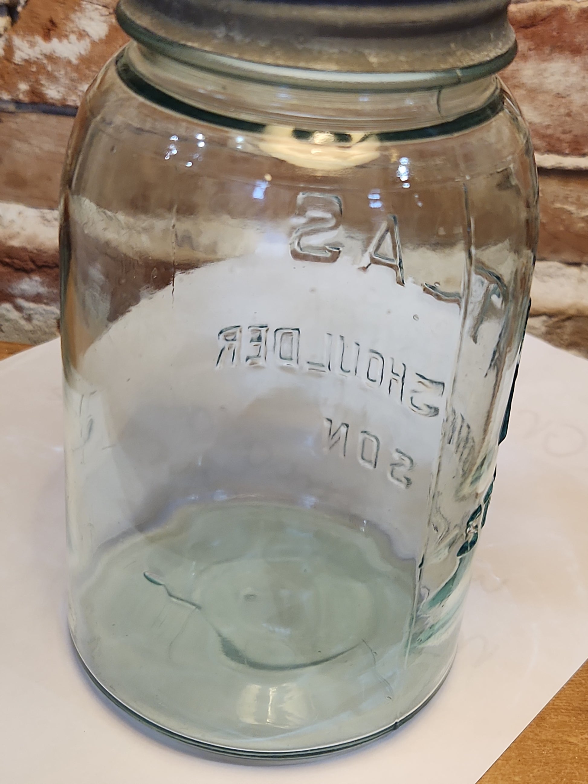 Vintage Atlas Strong Shoulder Cornflower Aqua Blue Quart Jar and Atlas Lid jar90