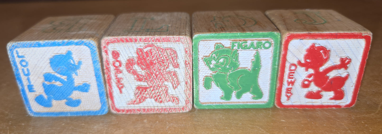Vintage Disney Wooden Blocks Set of 4 vt7