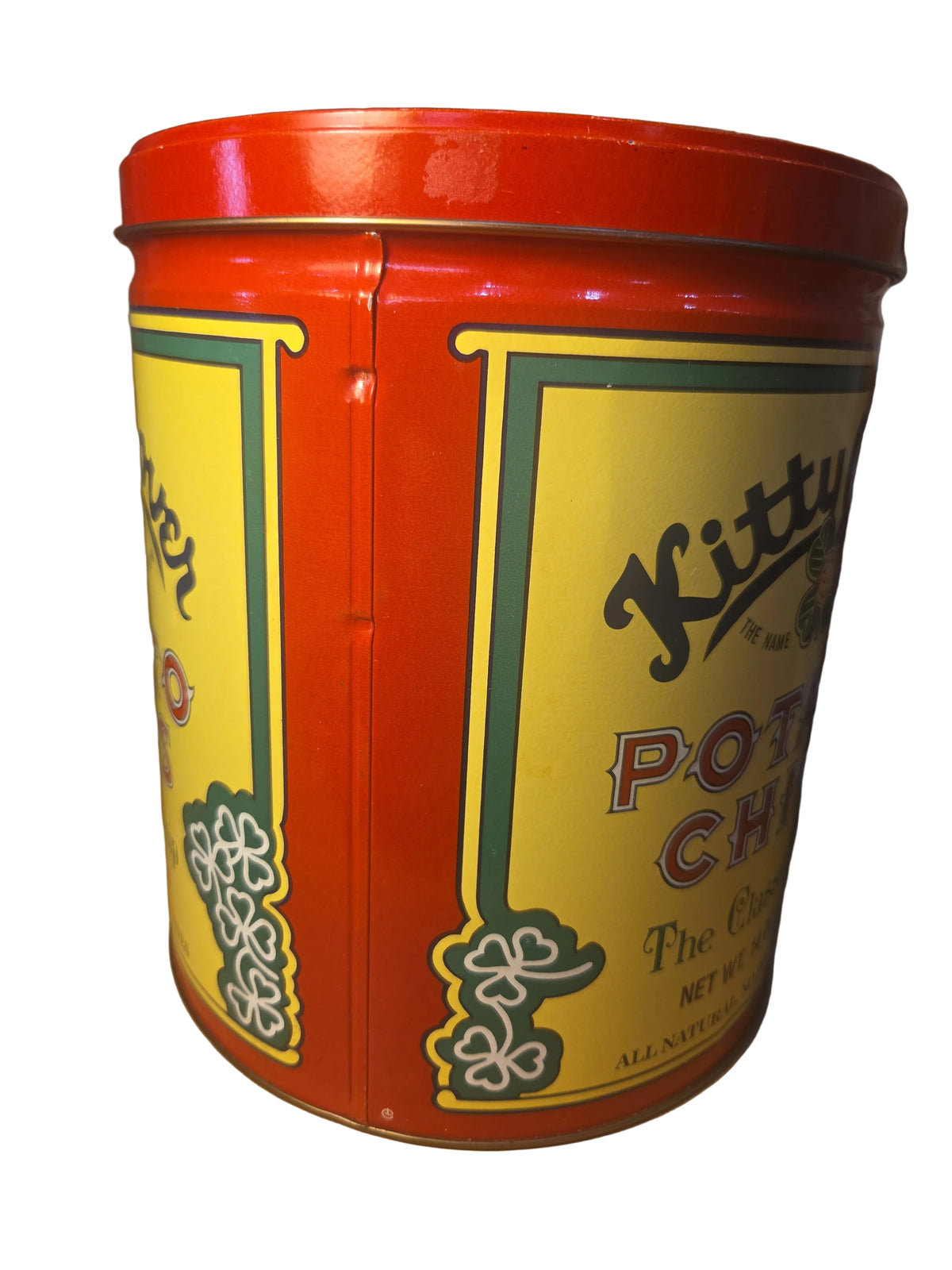Vintage Advertising Tin Kitty Clover Potato Chip 14oz 1983 tin123