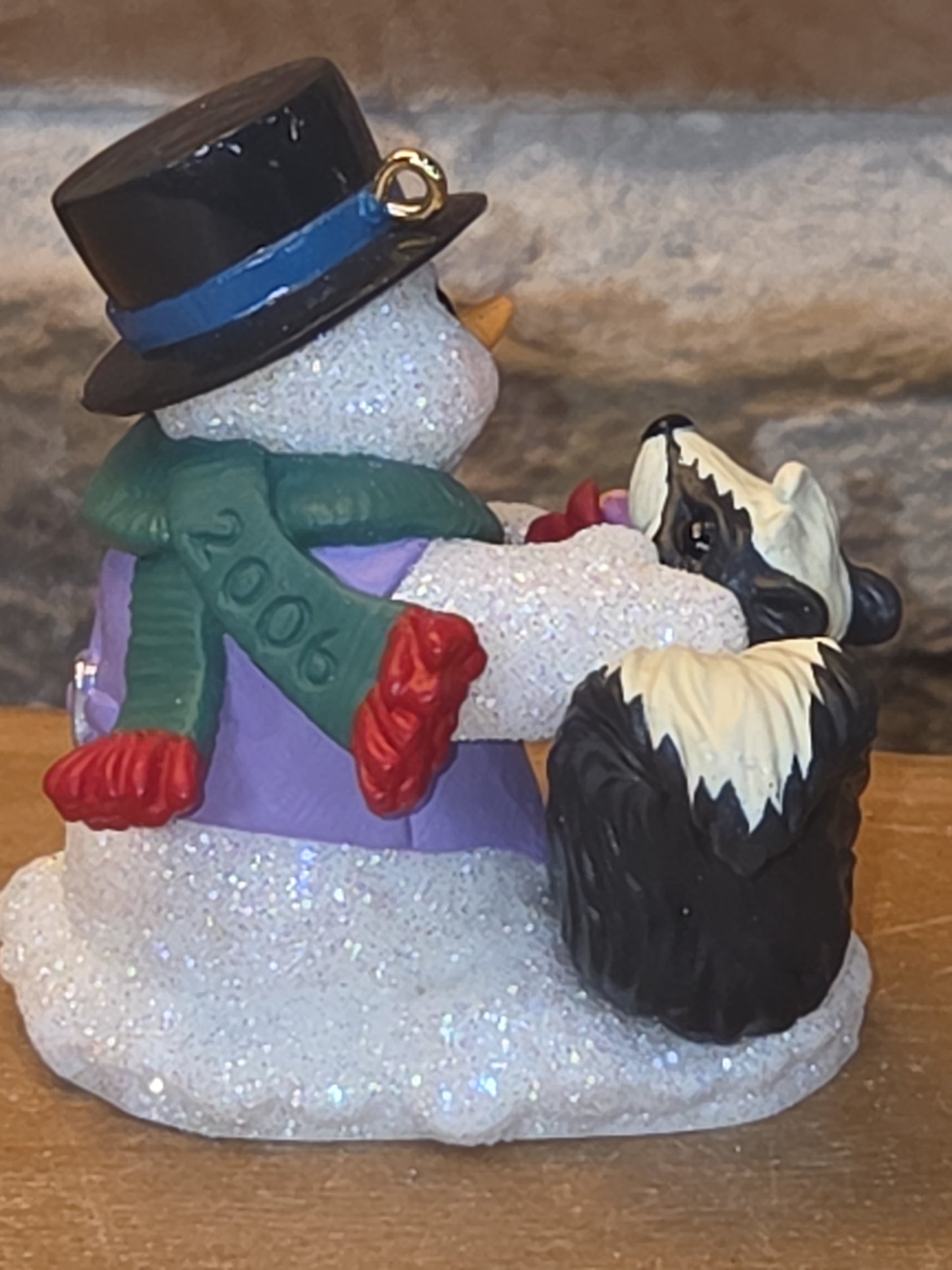 Vintage Hallmark Keepsake Ornament Skunk and Snowman #9 of the Snow Buddies Series 2006