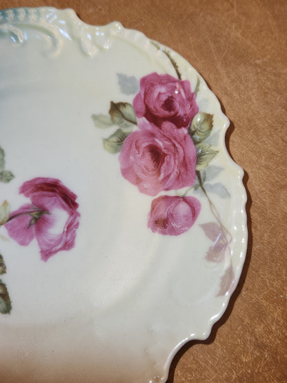 Vintage Marseille Z. C. & Company Bavarian Plate Stamped 7617 Light Burgundy Roses vp9