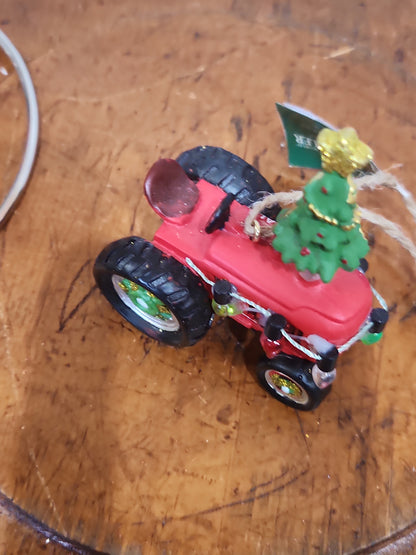 3.25" Red RESIN TRACTOR ORNAMENT ot2