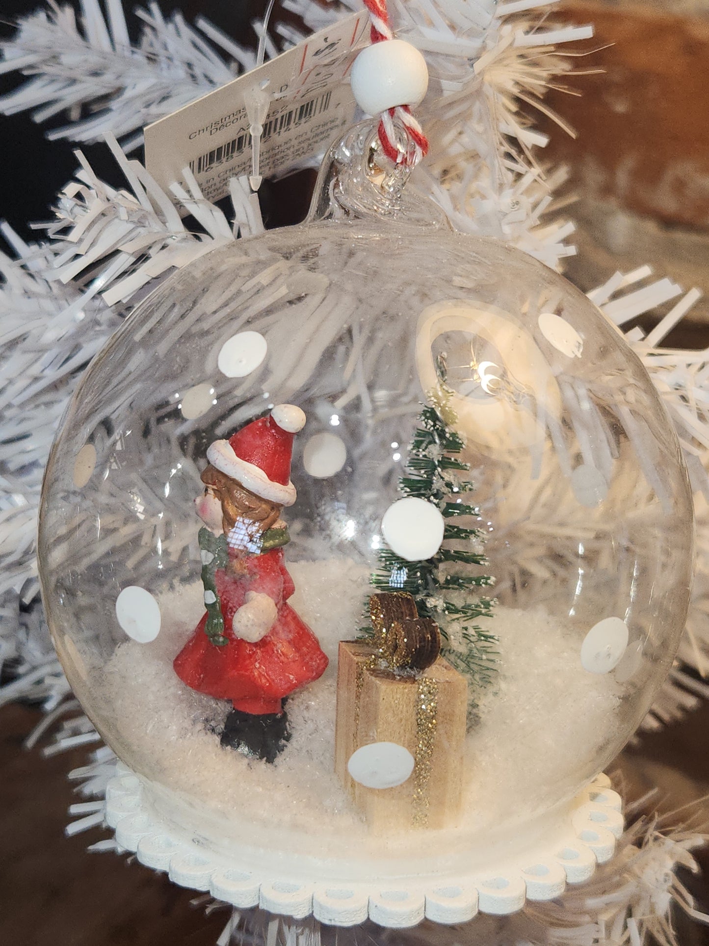 Glass Snowglobe Ornament with Girl Gift Snow Tree st1
