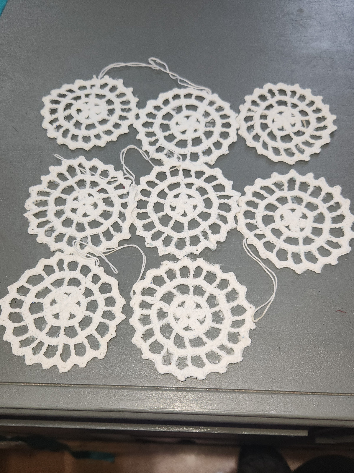 Crochet Doily Ornaments 3 1/4" Set of 8 o32
