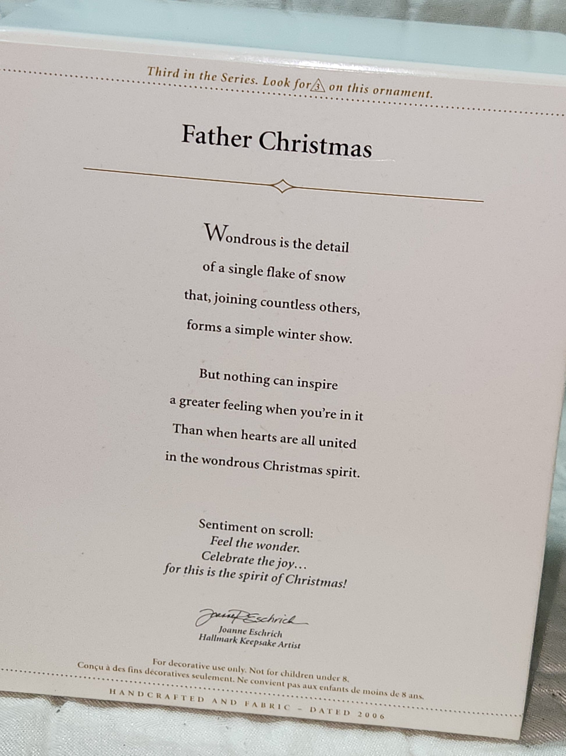 Vintage Hallmark Keepsake Ornament Father Christmas Collectors 3rd in series 2006
