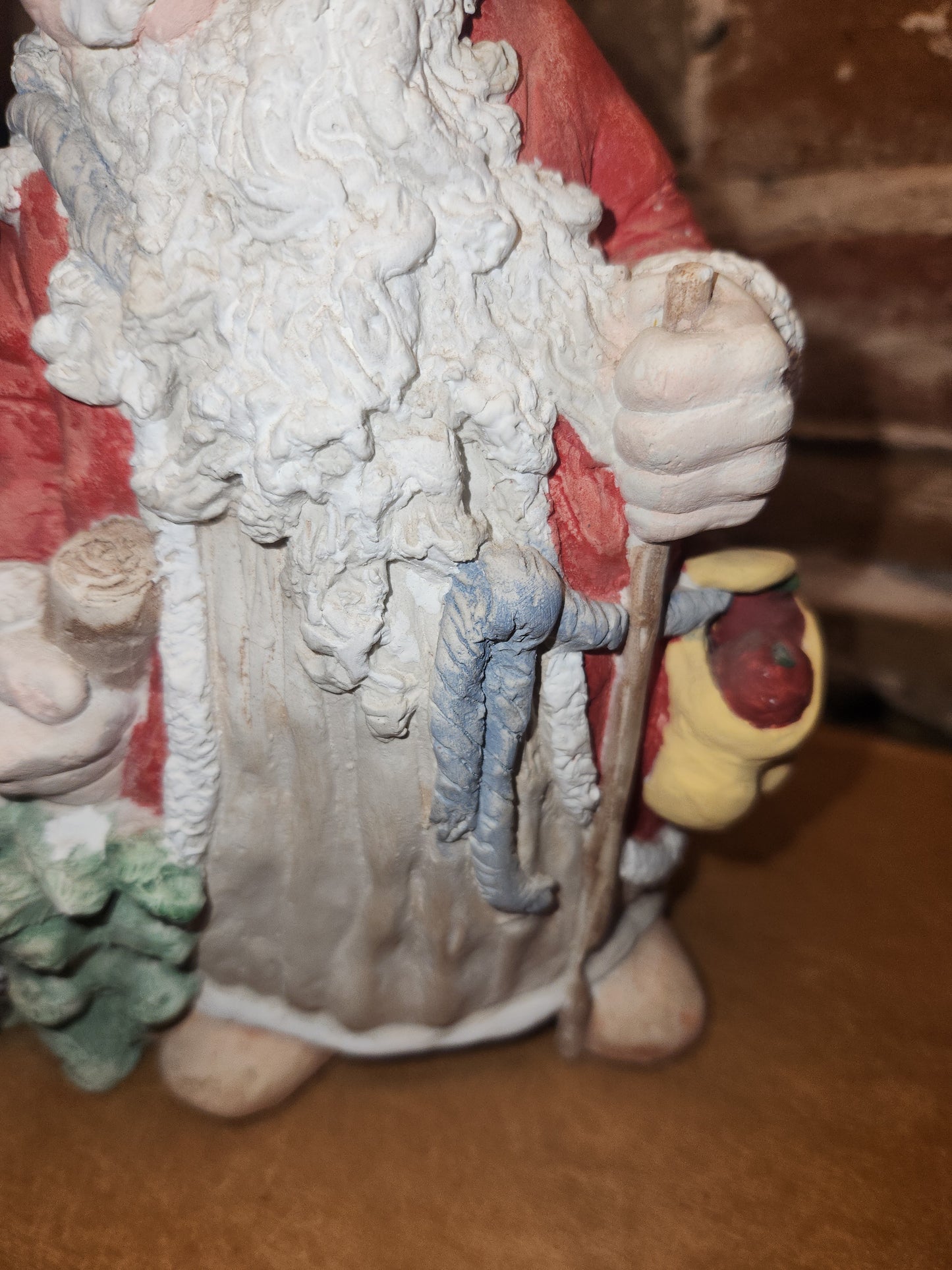 Vintage Dreamsicles 1993 Woodland Father Christmas Pulling Tree With Bird & Rabbit 8.5” Kristin Haynes Cast Art Industries NO BOX di11