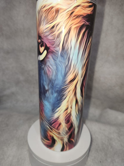 20 Oz Stainless Steel Insulated Tumbler With Two Tops Lion Face tl67