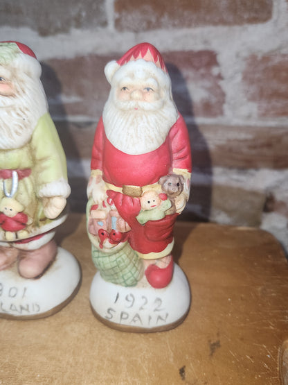 Vintage Ceramic Santas Set of 4 AS IS
