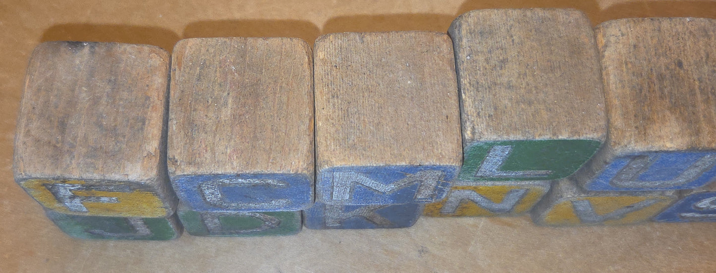 Vintage Disney Wooden Blocks Mickey Set of 11 Very Worn AS IS