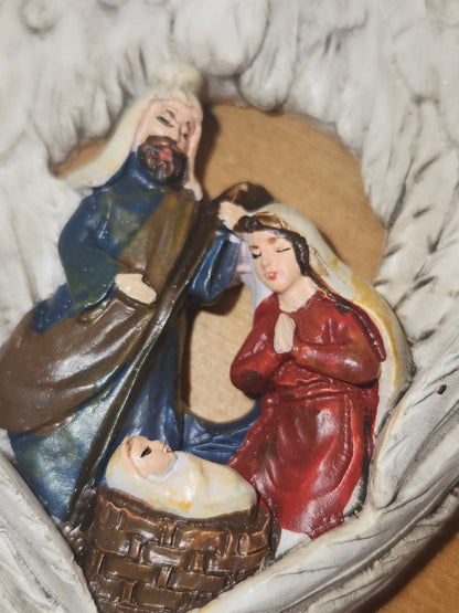 Holy Family, Nativity Scene in Angels Wings Ornament no9