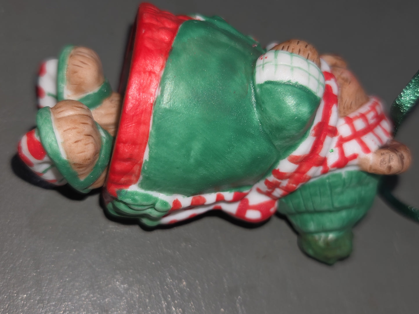 Vintage Hallmark Keepsake Ornaments Porcelain Skating Sugar Bear Bell and Snuggly Sugar Bear Bell  Dangling Feet 2001 NO BOXES ho007