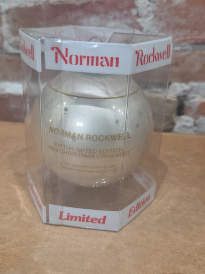 Vintage Norman Rockwell Glass Santa Christmas Ornament Saturday Evening Post Dave Grossman 5th Limited Edition 1978