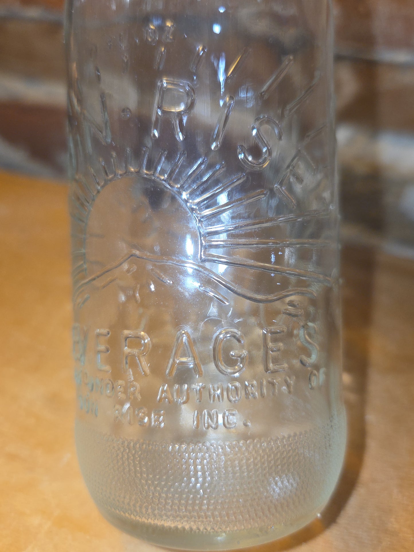 Vintage Soda Bottle Sun-Rise Beverage 10 oz Clear Glass vsb50