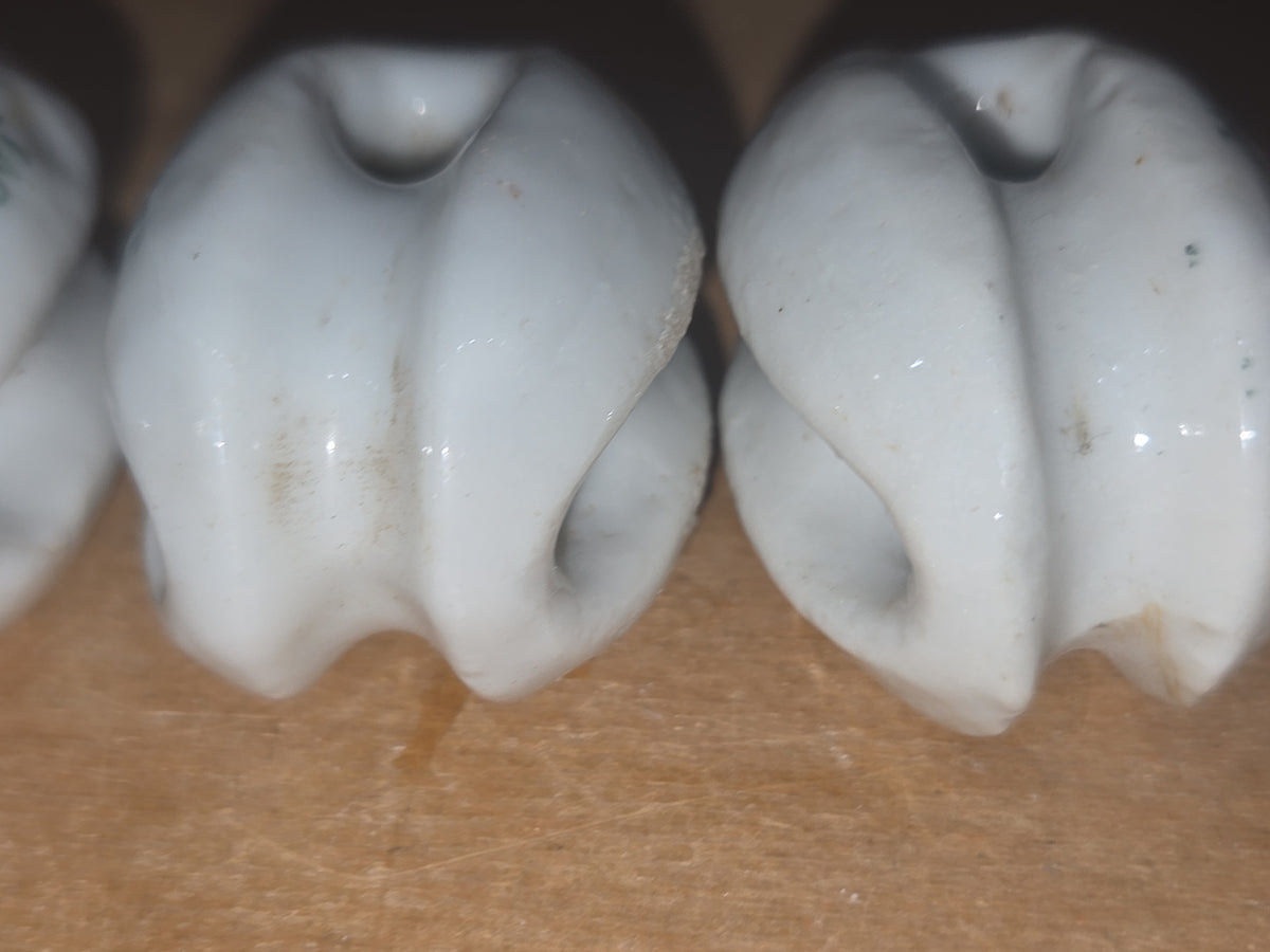 Vintage Small White Ceramic Porcelain Egg style Insulator Set of 3 Japan vi9