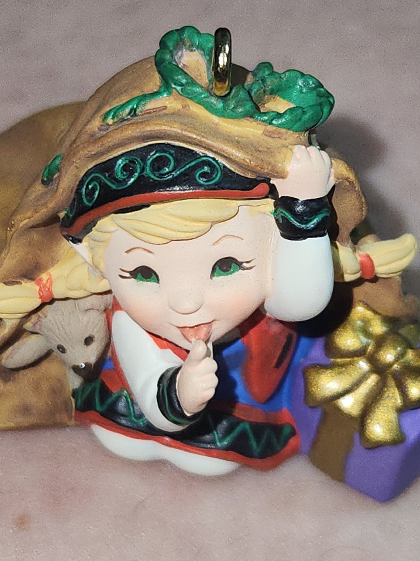 Vintage Hallmark Keepsake Ornament Curius the Elf Handcrafted 2001 h90