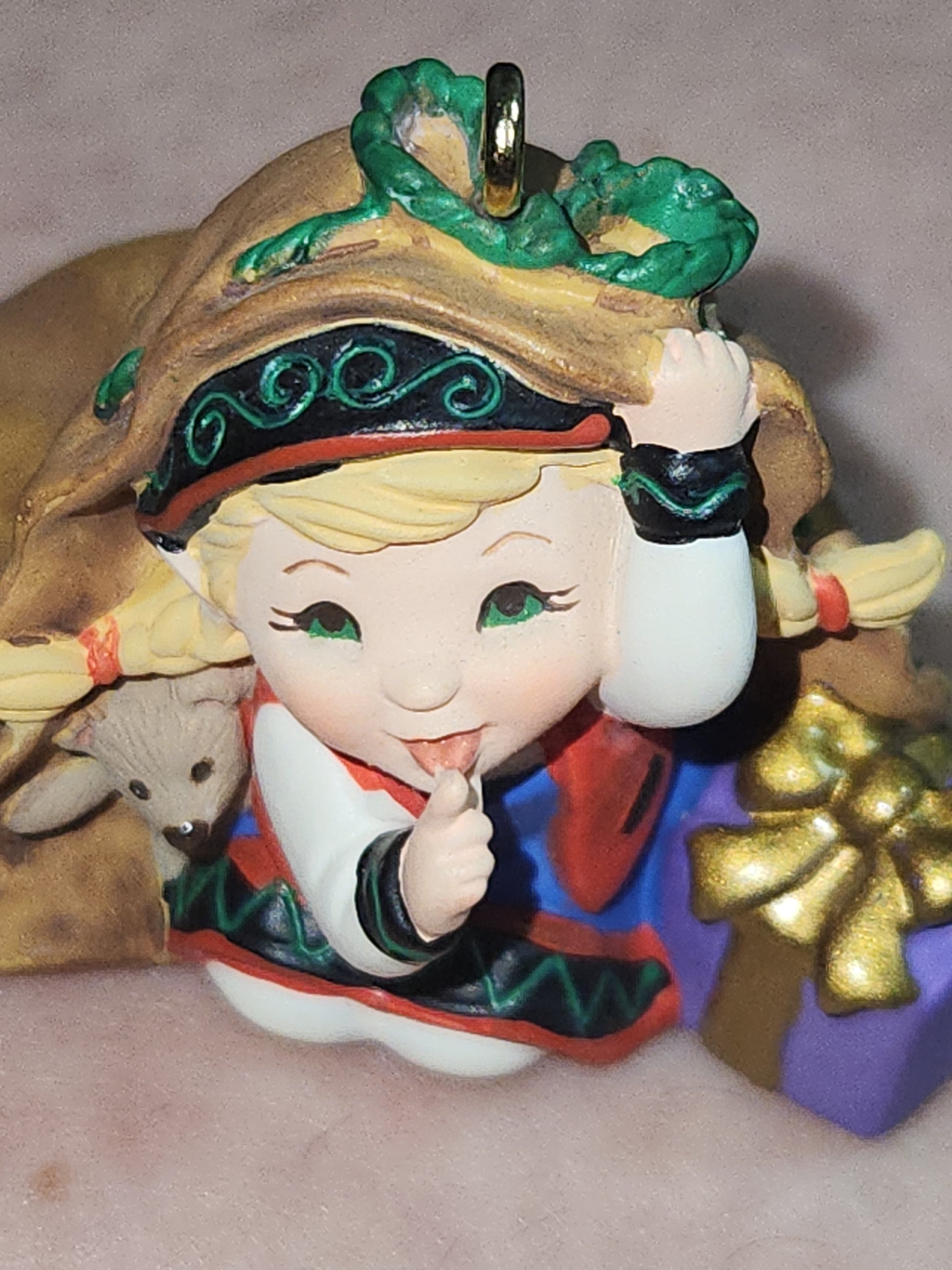 Vintage Hallmark Keepsake Ornament Curius the Elf Handcrafted 2001 h90