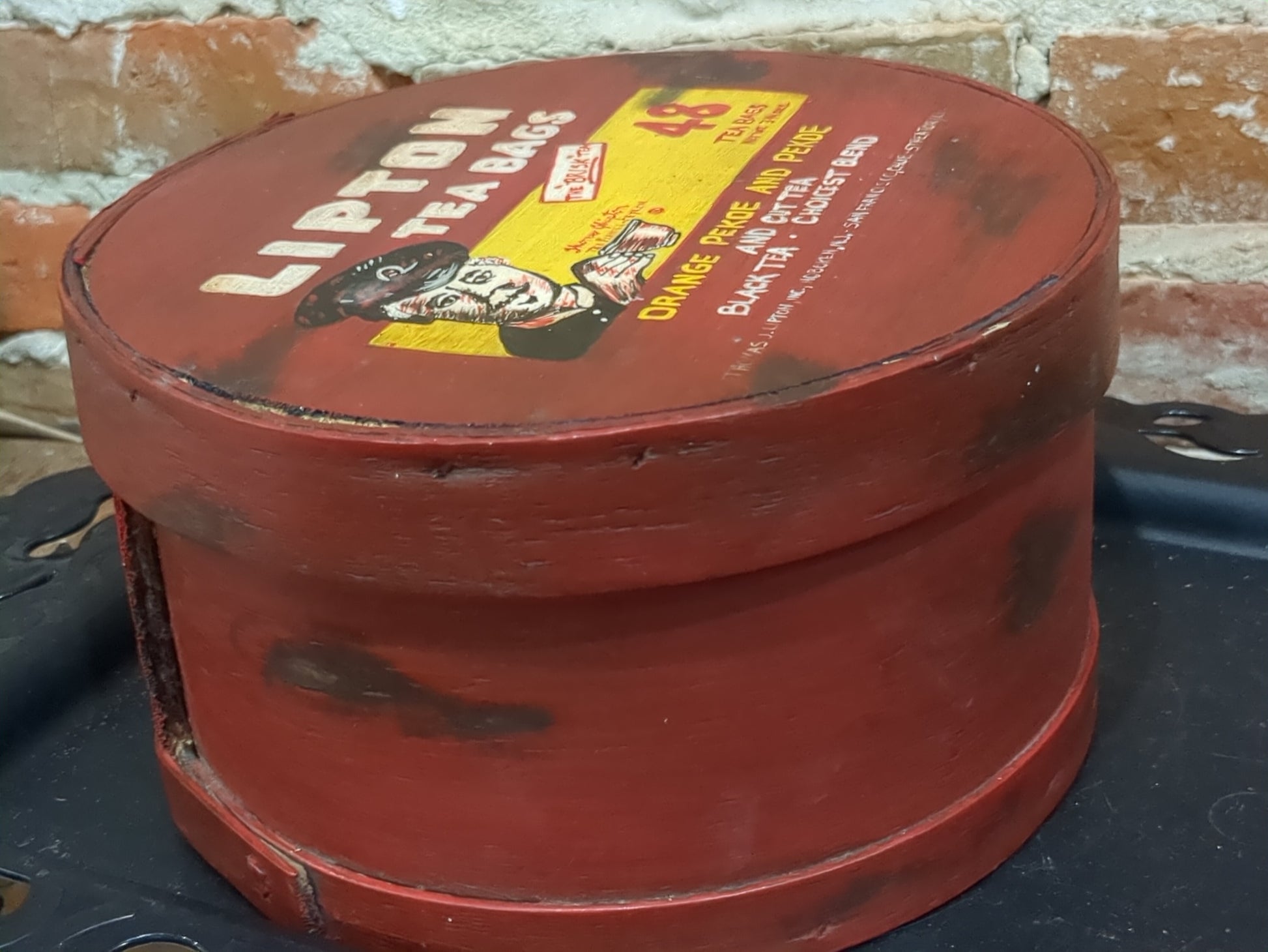 Lipton wooden tea box cheese box hand painted tin975