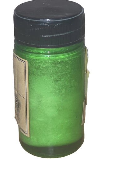 Vintage Glass Medicine Bottle Green Plastic Cap Clayton's Pharmacy Owens-Illinois Glass Co 2 1/2" EMPTY gg6