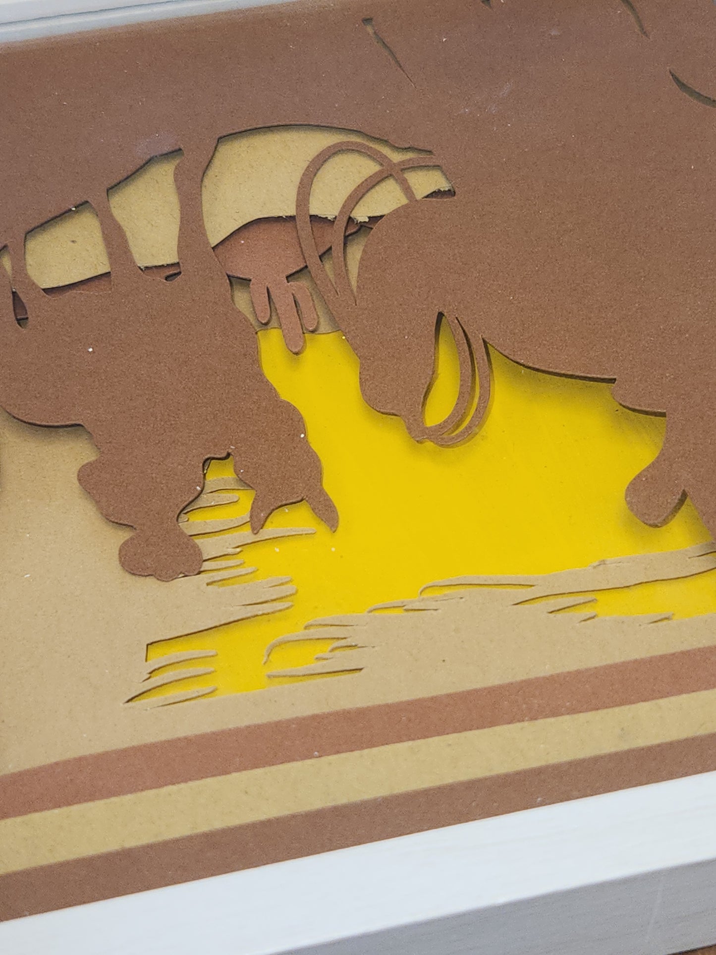 Shadowbox with Layered Cardstock Cowboys in Desert Scene 5 1/2 x 5 1/2” Handcrafted sb8 CLEARANCE