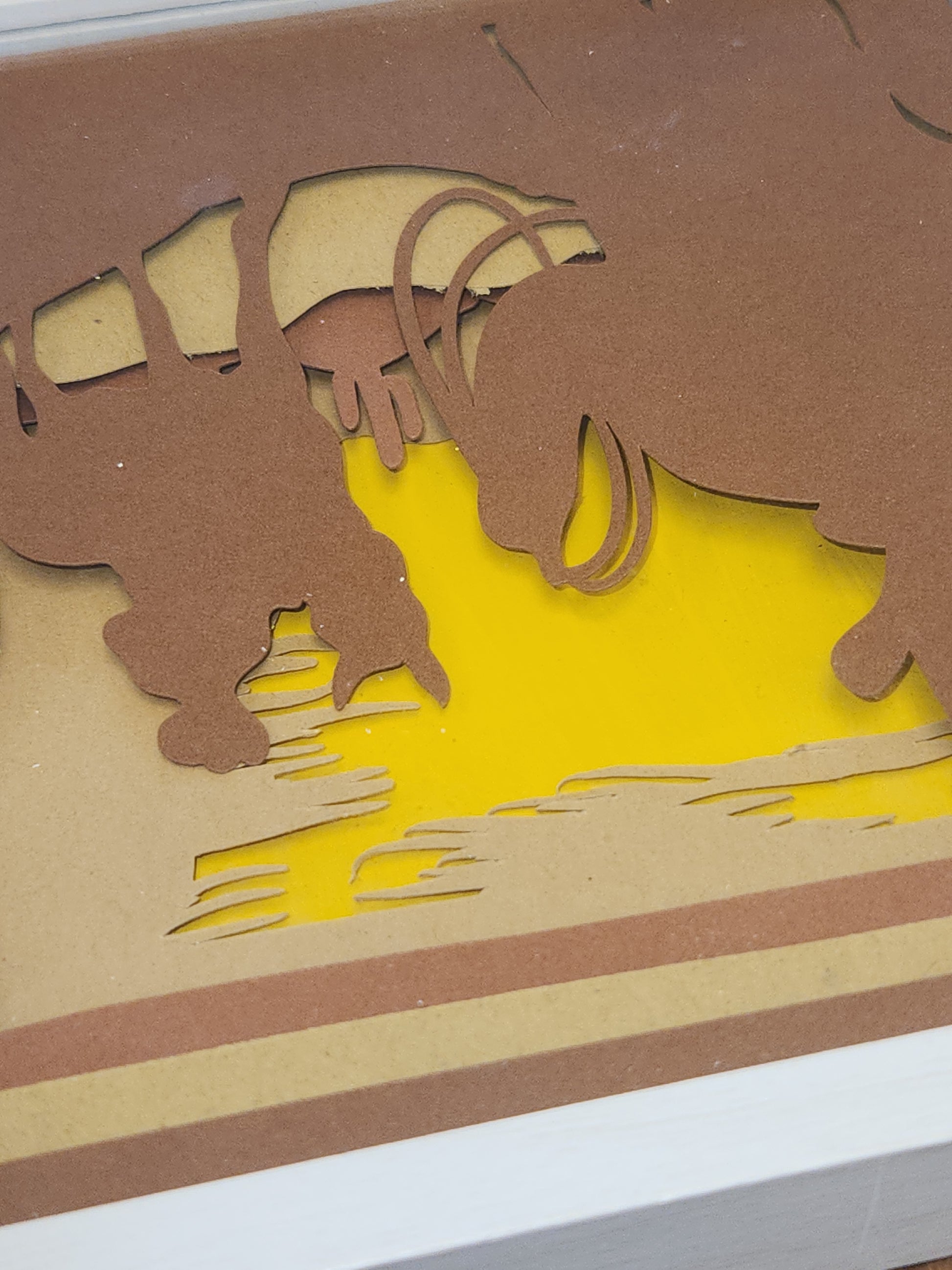 Shadowbox with Layered Cardstock Cowboys in Desert Scene 5 1/2 x 5 1/2” Handcrafted sb8 CLEARANCE