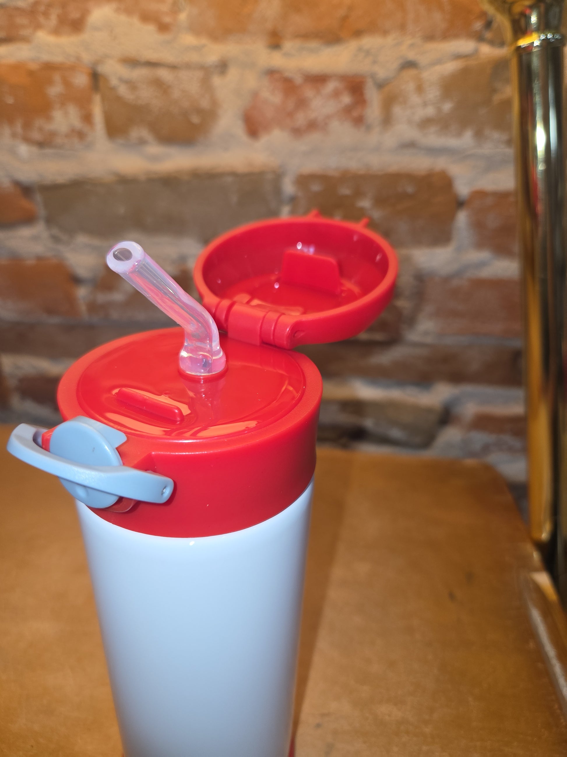 Custom Order Kid's 12 oz Tumbler Sippy Cup with Red Flip Top Lid
