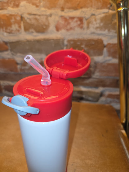 Custom Order Kid's 12 oz Tumbler Sippy Cup with Red Flip Top Lid