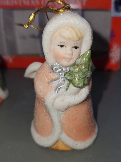 Vintage Glitter Angel Ornaments Set of 4