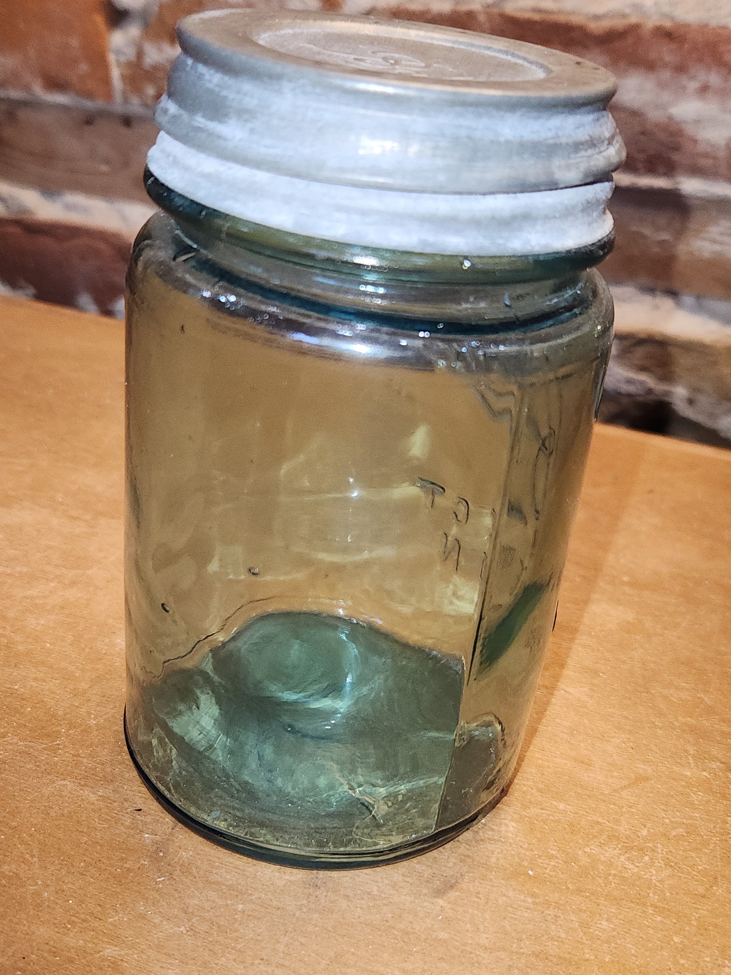 Vintage Ball Perfect Mason Glass Pint Jar #1 Aqua Blue Zinc Ball Lid bl1