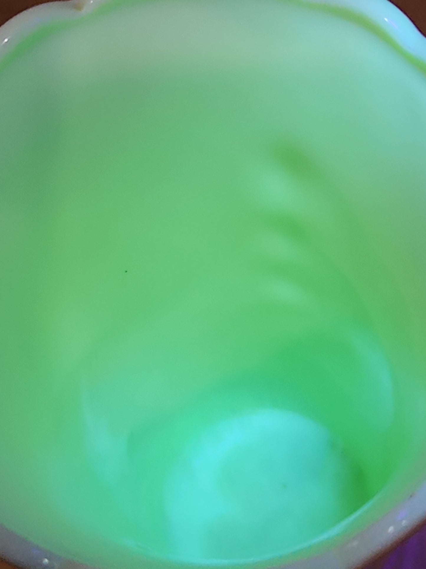 Vintage Vitrock Uranium Glass Vase Peach and White Scalloped Edges Beaded Handles Art Deco Vase GLOWS GREEN gl90