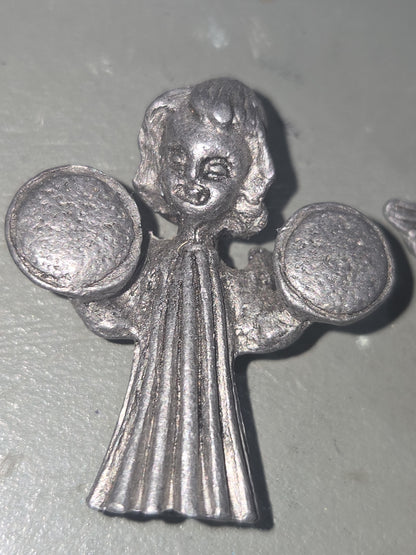 Vintage Vernon Pewter Miniature Angel Figurines Set of Three 1.5" pa4