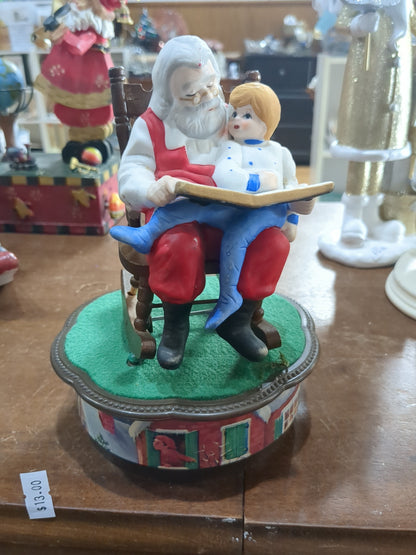 Vintage Jadco Santa and child rocking chair music box.