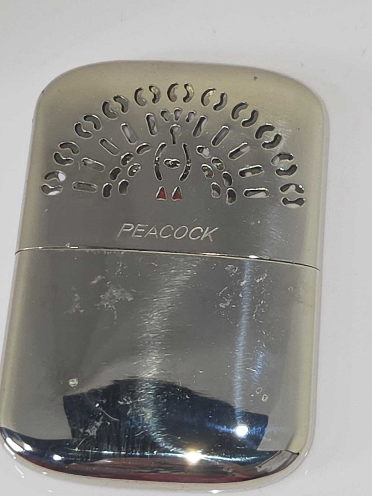 Vintage Peacock Chrome Plated Pocket Hand Warmer Original Box Bag Instructions vhw2