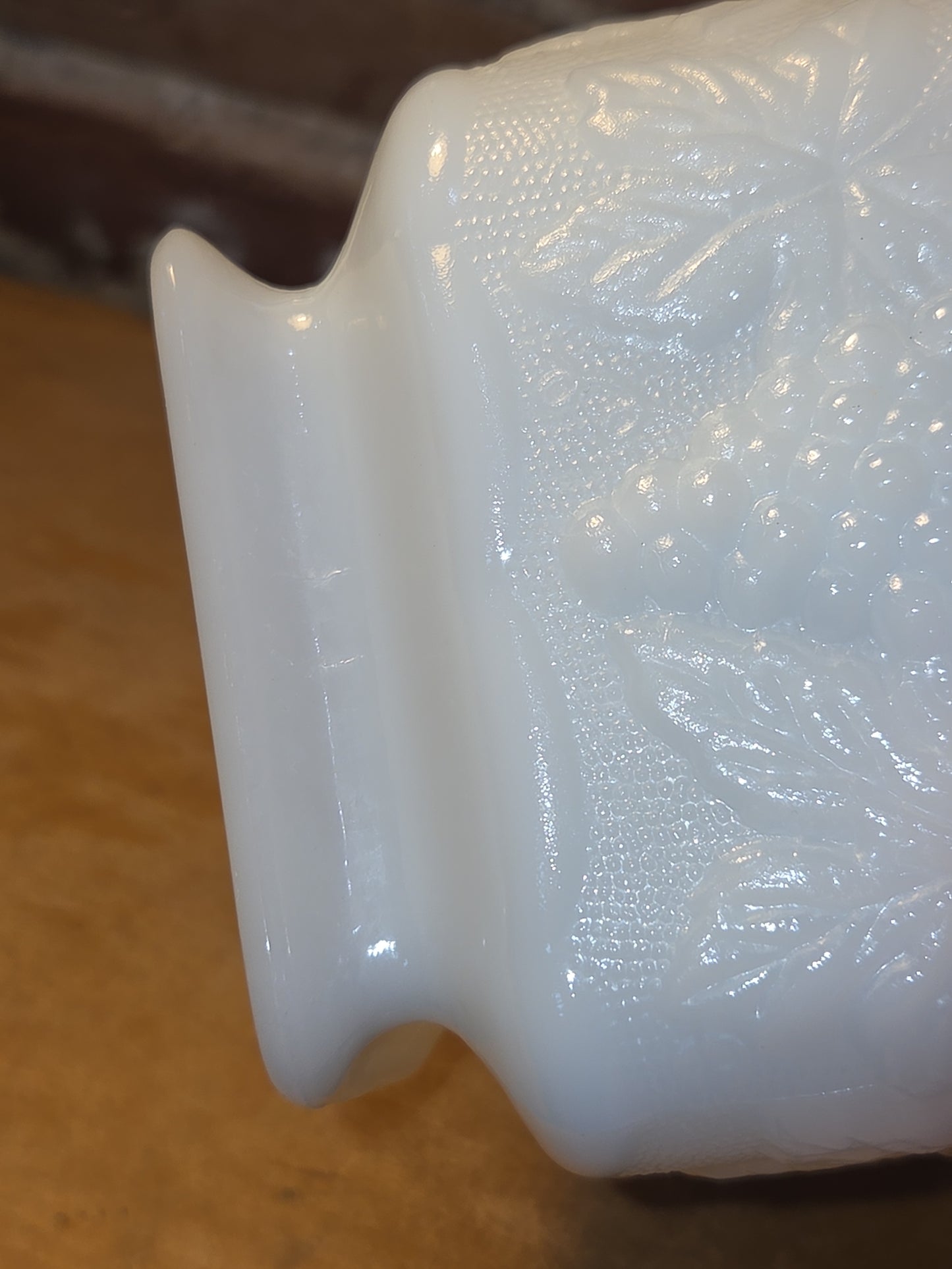 Vintage Anchor Hocking Milk Glass Footed Square Planter Candy Trinket Dish mg8