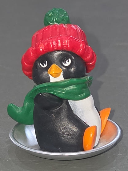 Vintage Hallmark Keepsake Ornament Merry Miniatures Penguin Sledding 1981