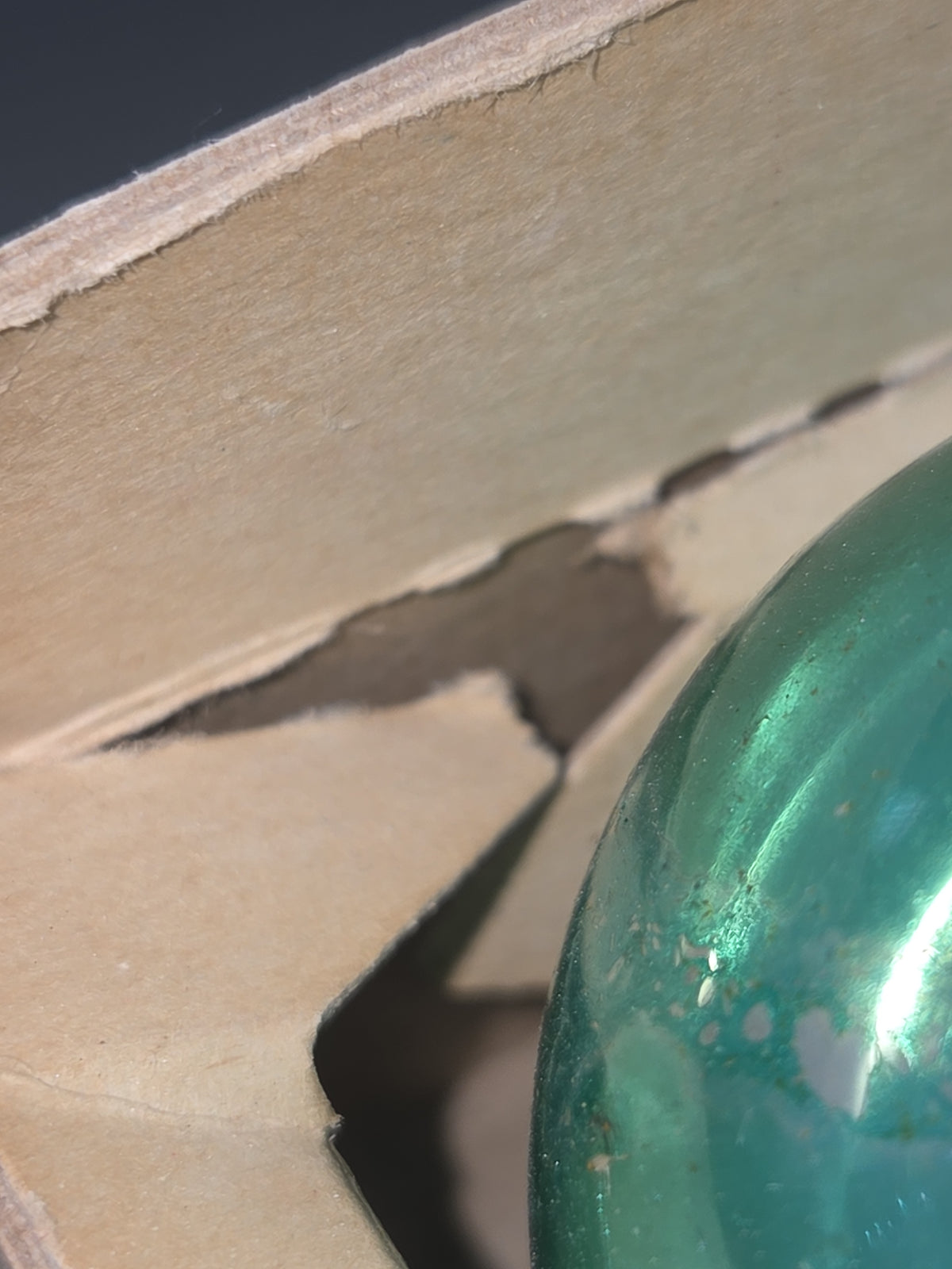 Vintage Shiny Brite Glass Christmas Ornaments Five 2" Green Shades in Fanci-Pak Box As Is bo51