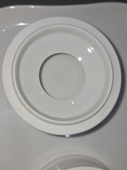 Vintage O. & E.G. Royal Austria White Porcelain Vanity Tray Hair Reciever Powder Jar vt7
