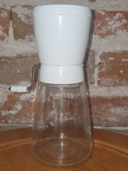 Gemco Grinder Spice Nut Food Chopper White Plastic Top Glass Base plastic Lid